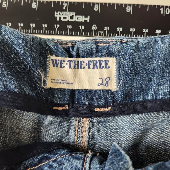 Free People We The Free Oasis Crop Jeans 28 Blue Denim Utility 89652655 - Picture 3 of 8